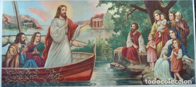 Libros: JES&Uacute;S EN LA BARCA DE PEDRO. 80x36 cms. - &Aacute;ngel Alem&aacute;n: - Foto 1