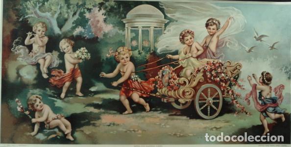 B&uuml;cher: NI&Ntilde;OS CON CU&aacute;DRIGRA DE FLORES. 68x33 cms. - &Aacute;ngel Alem&aacute;n:
