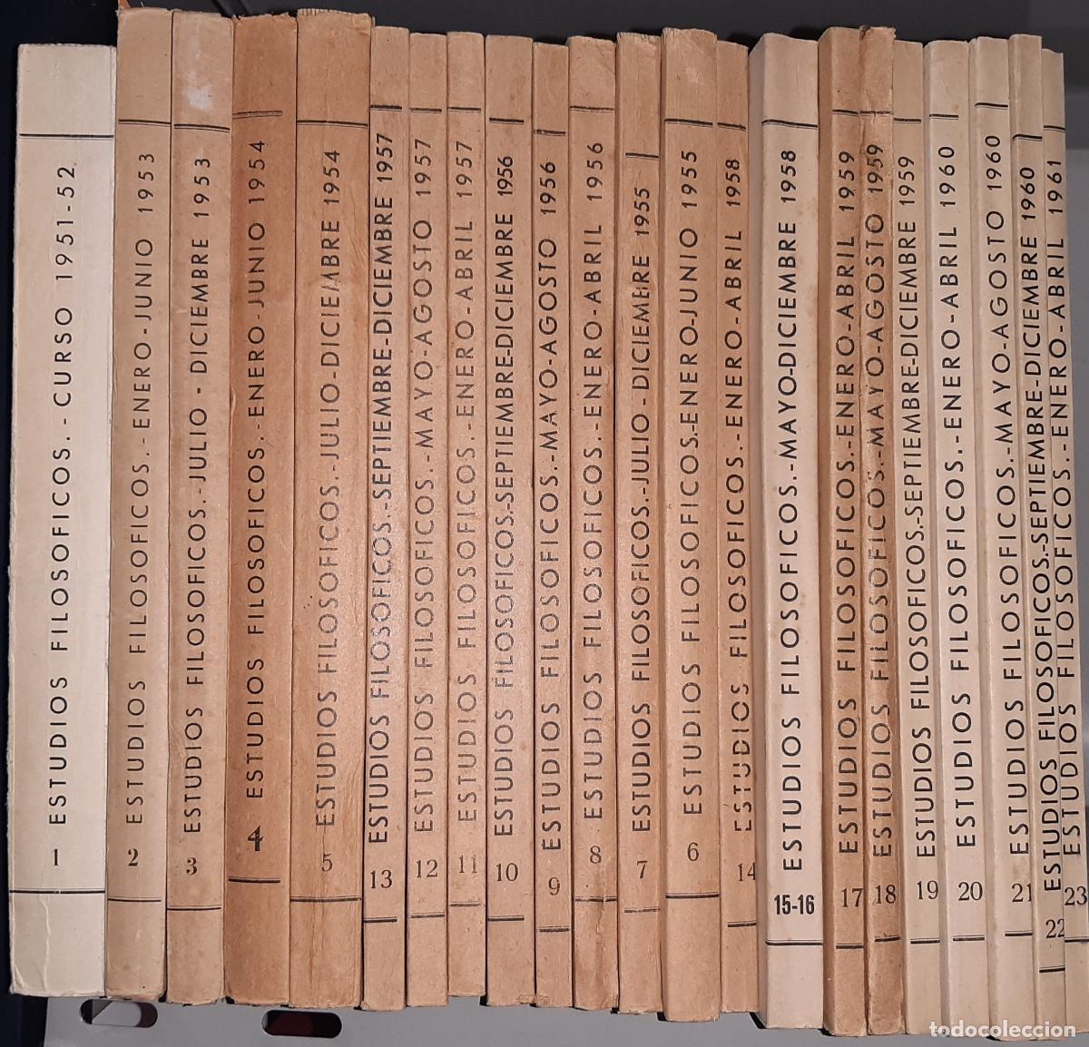books: Estudios filos&oacute;ficos. 150 TOMOS en 148 vol&uacute;menes. FALTAN tomos N&ordm;s 158 y 162. Revista de Investigaci
