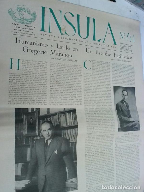 B&uuml;cher: Insula n&ordm; 61, A&ntilde;o VI. Humanismo y Estilo en Gregorio Mara&ntilde;on por Ventura Doreste. Un estudio estil&iacute;s