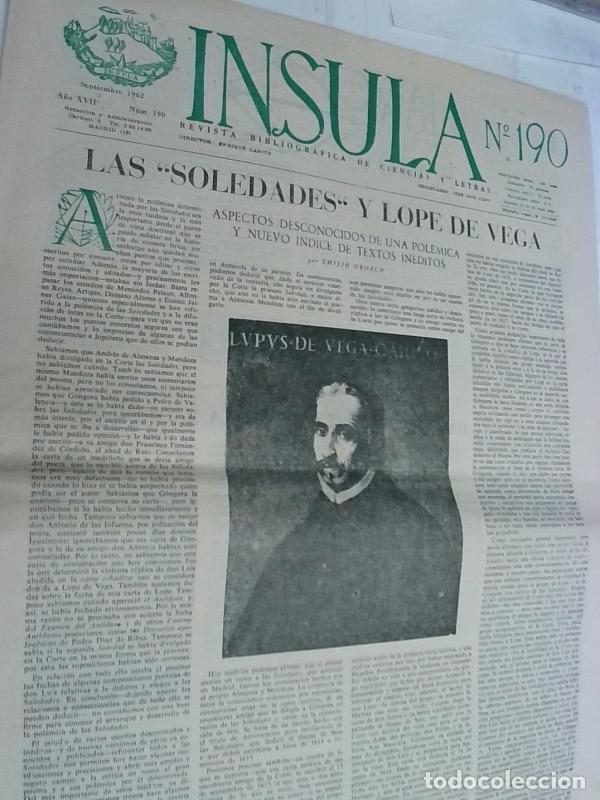 Libros: Insula n&ordm; 190, A&ntilde;o XVII. Las soledades y Lope de Vega. Aspectos desconocidos de una pol&eacute;mica y nuevo