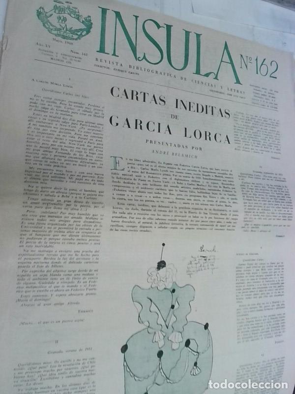 Libri di seconda mano: Insula n&ordm; 162, A&ntilde;o XV. Cartas in&eacute;ditas de Garc&iacute;a Lorca presentadas por Andr&eacute; Belamich - Autores Vari