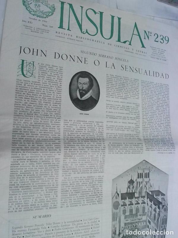 Libros: Insula n&ordm; 239, A&ntilde;o XXI. Segundo Serrano Poncela: John Donne o la sensualidad - Autores Varios: