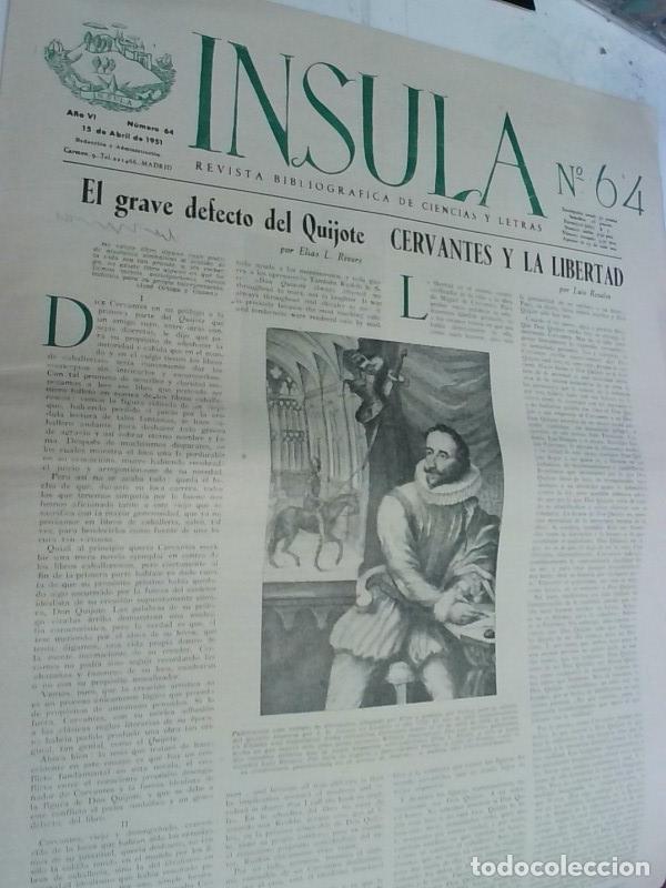 Libros: Insula n&ordm; 64, A&ntilde;o VI. El grave defecto del Quijote por El&iacute;as Rivers. Cervantes y la libertad por Lui