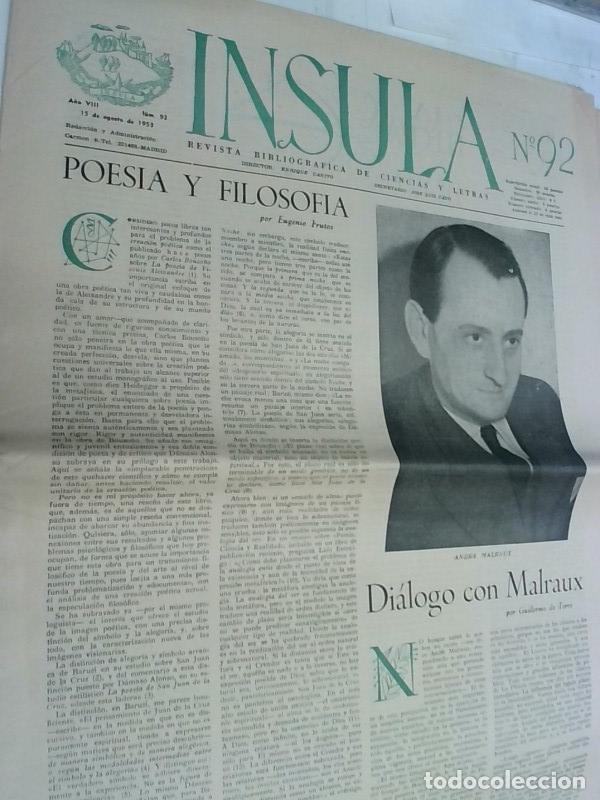 Libri di seconda mano: Insula n&ordm; 92, A&ntilde;o VIII. Poes&iacute;a y Filosof&iacute;a por Eugenio Frutos. Di&aacute;logo con Malraux por Guillermo de