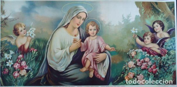 Libros: NUESTRA SE&Ntilde;ORA CON EL NI&Ntilde;O JES&Uacute;S Y &Aacute;NGELES. 80x36 cms. - &Aacute;ngel Alem&aacute;n: