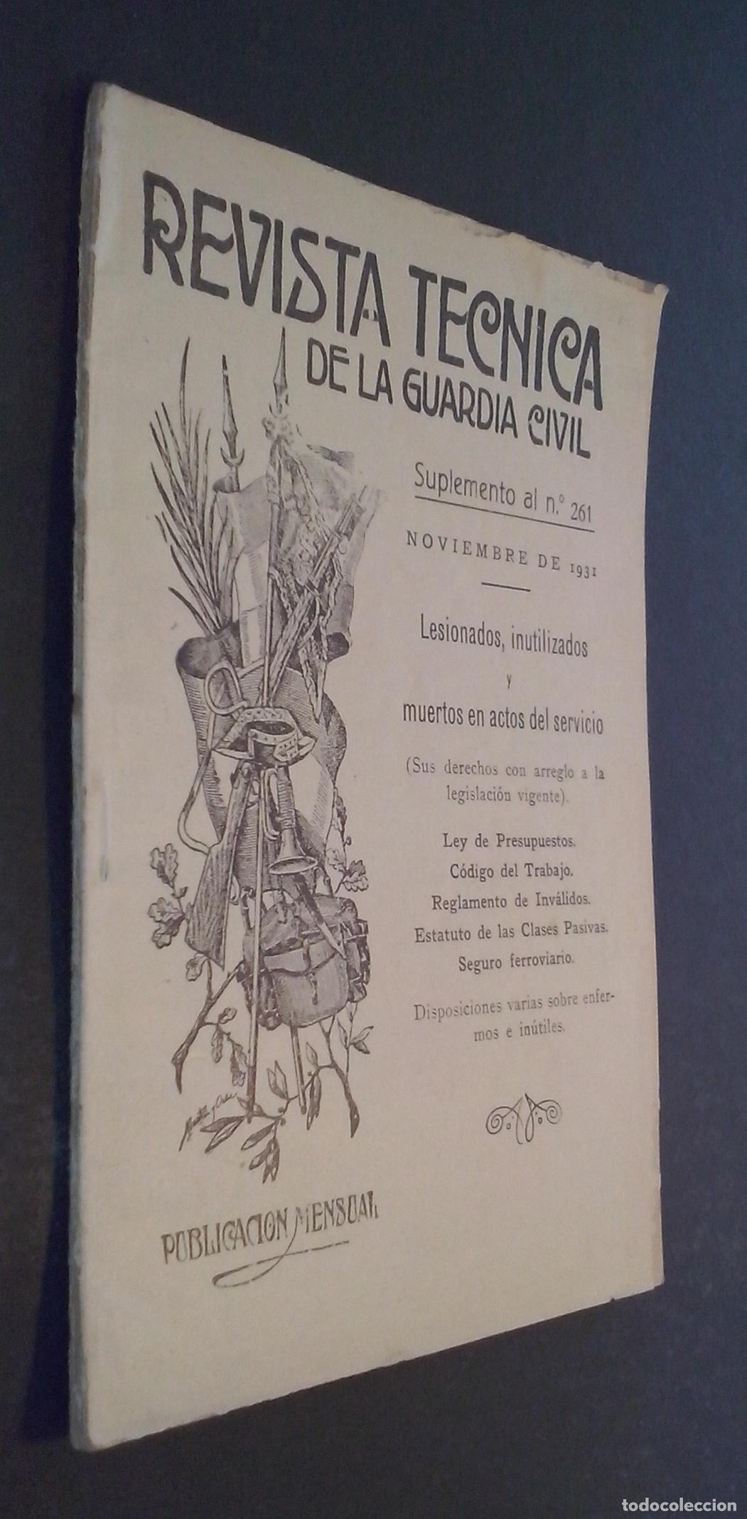 Libros: Revista T&eacute;cnica de la Guardia Civil. Suplemento al N&ordm; 261: Lesionados, inutilizados y muertos en act