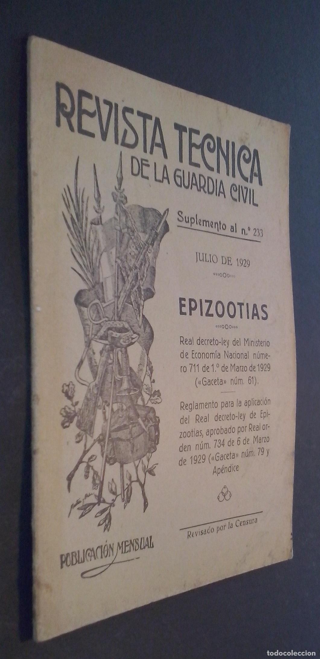 Libri di seconda mano: Revista T&eacute;cnica de la Guardia Civil. Suplemento al N&ordm; 233: Epizootias - REVISTA:
