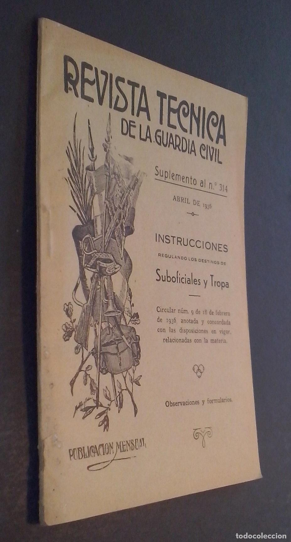 Libros: Revista T&eacute;cnica de la Guardia Civil. Suplemento al N&ordm; 314: Instrucciones regulando los destinos de S