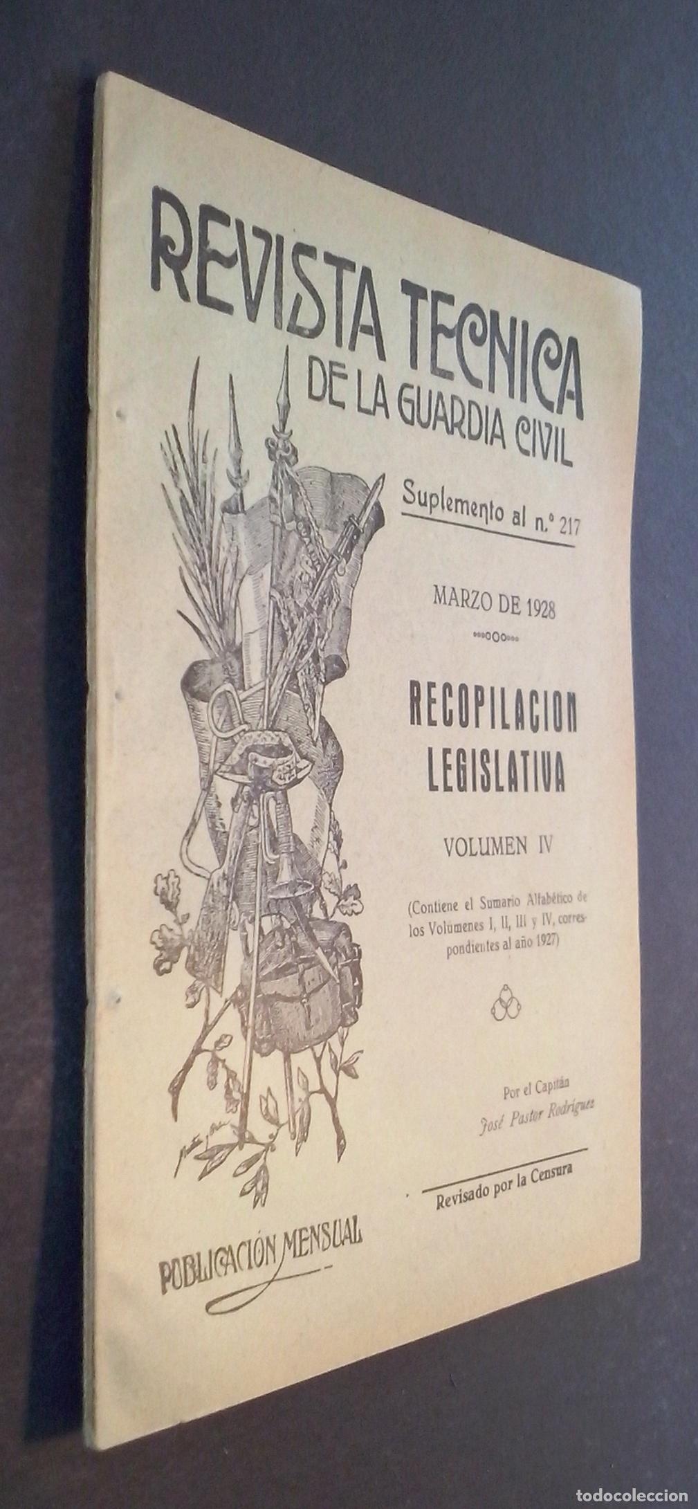Libros: Revista T&eacute;cnica de la Guardia Civil. Suplemento al N&ordm; 217: Recopilaci&oacute;n legislativa. Volumen IV - PA