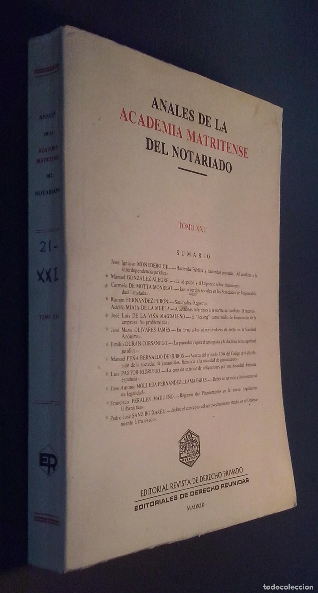 Livres: Anales de la Academia Matritense del Notariado. Tomo XXI - REVISTA: