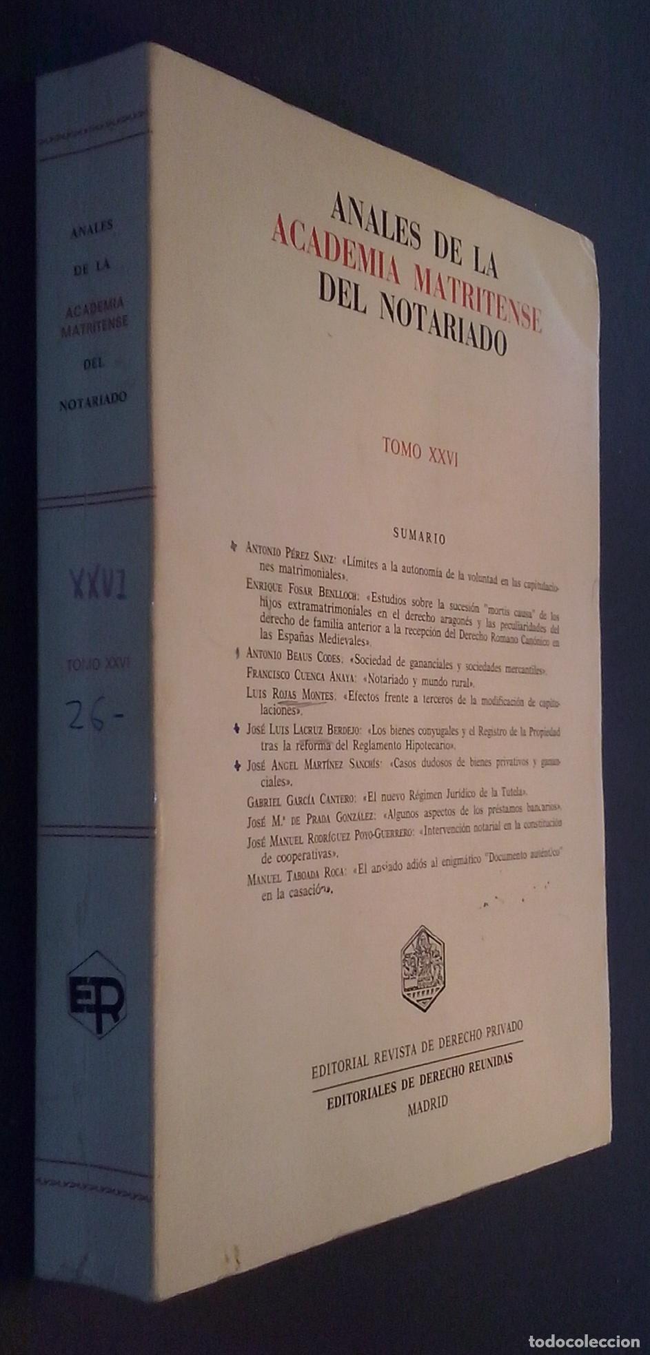 Libros: Anales de la Academia Matritense del Notariado. Tomo XXVI - REVISTA:
