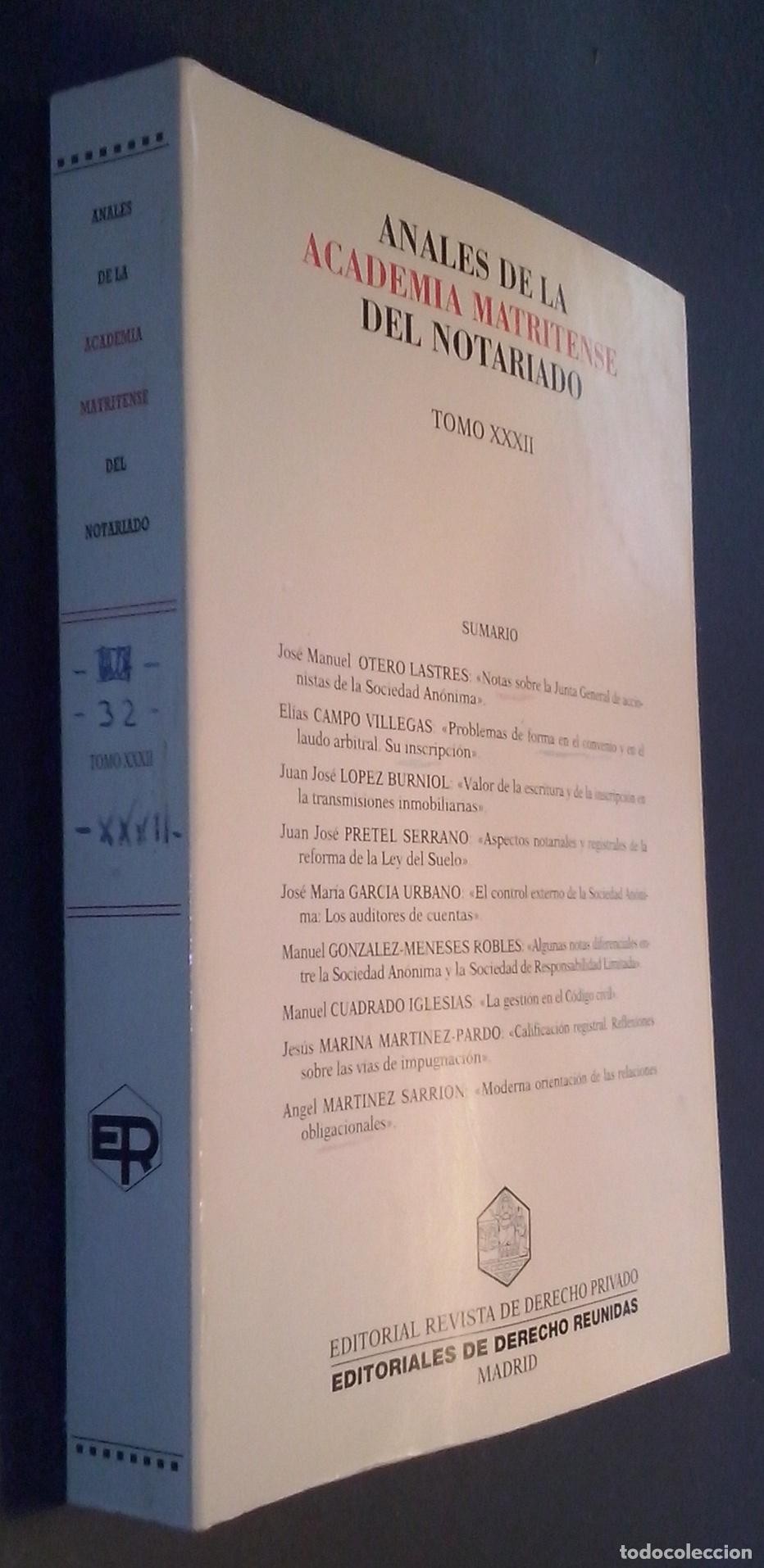 Libros: Anales de la Academia Matritense del Notariado. Tomo XXXII - REVISTA: