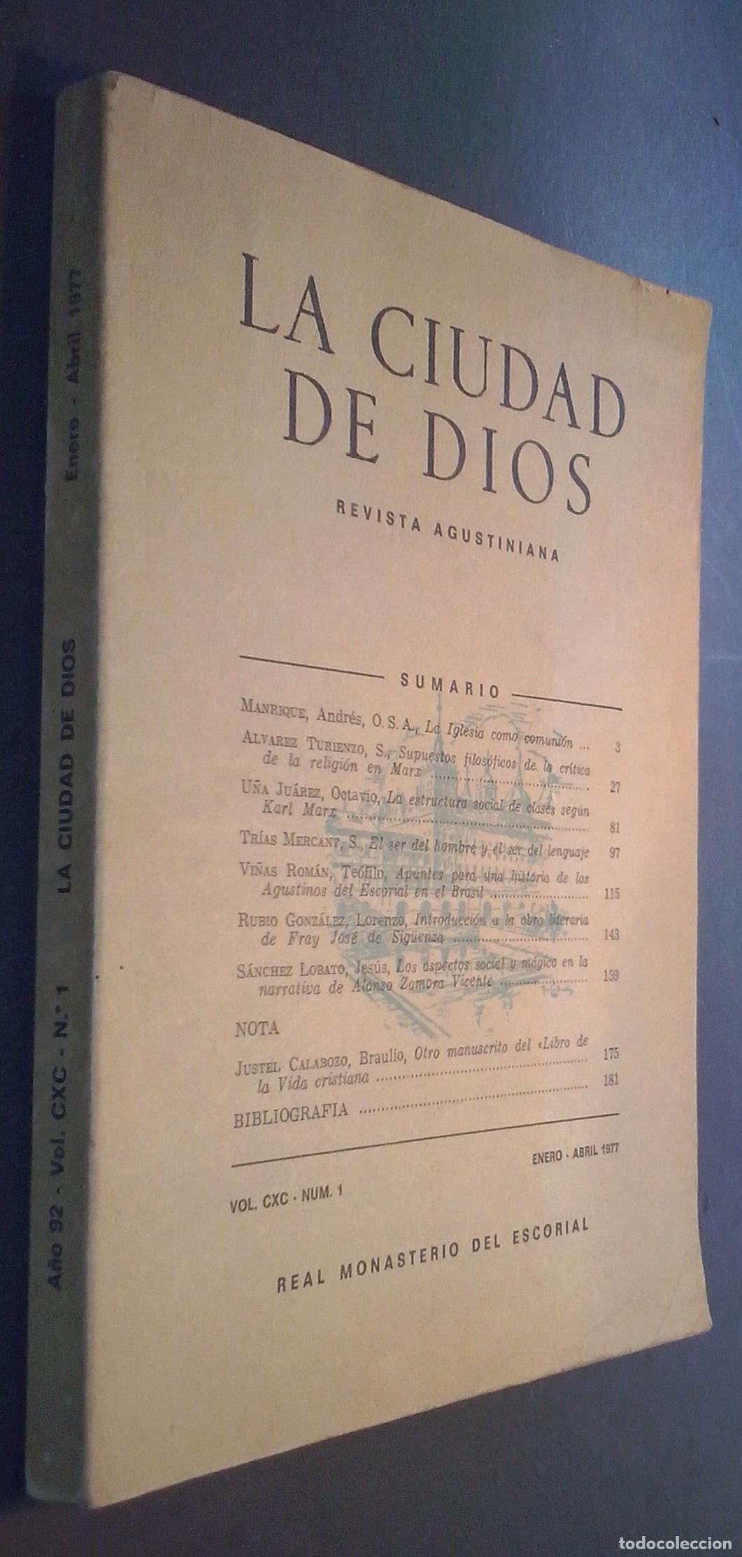 Libros: La Ciudad de Dios. Revista Agustiniana. Vol. CXC. N&ordm; 1. Enero - Abril 1977 - REVISTA: