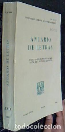 books: Anuario de Letras Volumen XXIX. Con un trabajo de Manuel Mu&ntilde;oz Cort&eacute;s - ANUARIO: