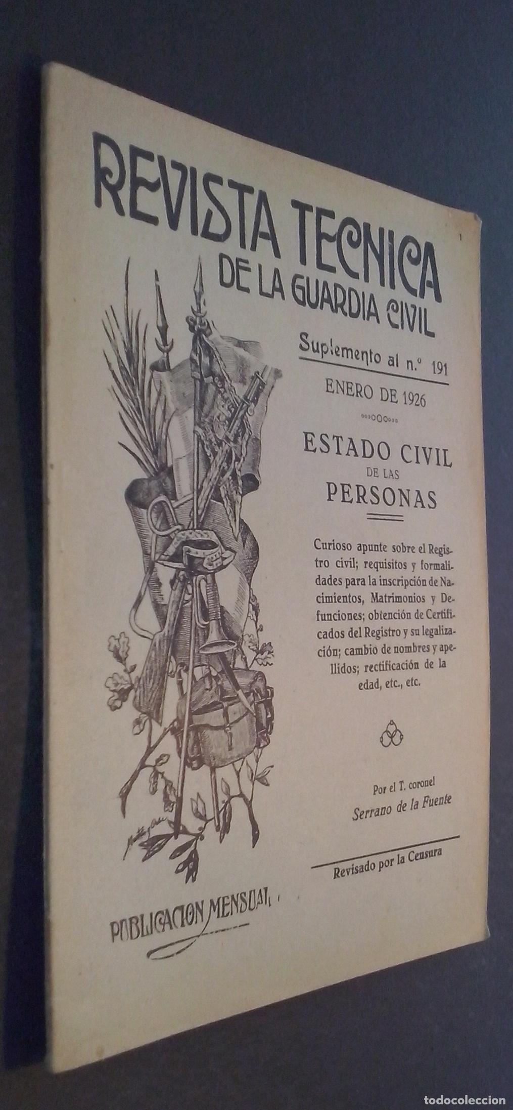 Libros: Revista T&eacute;cnica de la Guardia Civil. Suplemento al N&ordm; 191: Estado civil de las personas - REVISTA: