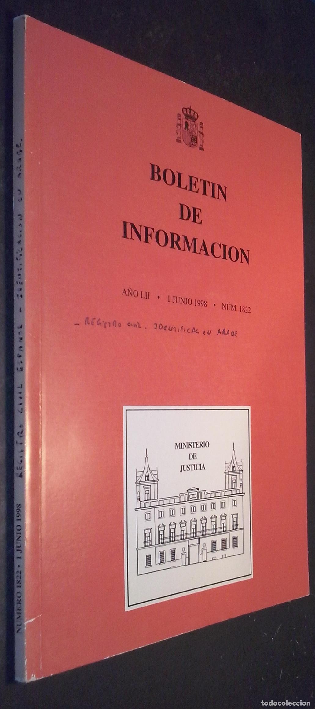 Livres: Bolet&iacute;n de Informaci&oacute;n. A&ntilde;o LII. 1 Junio 1998. N&ordm; 1822 - REVISTA: