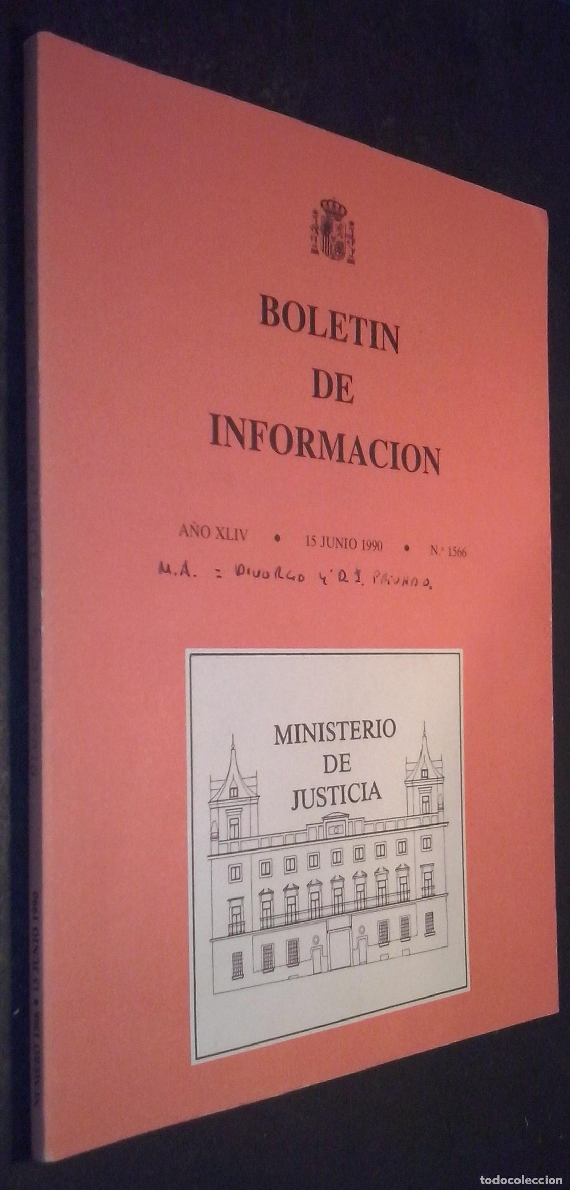 books: Bolet&iacute;n de Informaci&oacute;n. A&ntilde;o XLIV. 15 Junio 1990. N&ordm; 1566 - REVISTA: