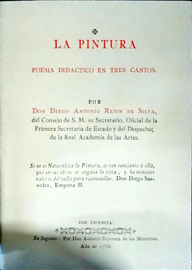 Libri di seconda mano: La Pintura. Poema did&aacute;ctico en tres cantos - Rej&oacute;n, Diego Antonio: