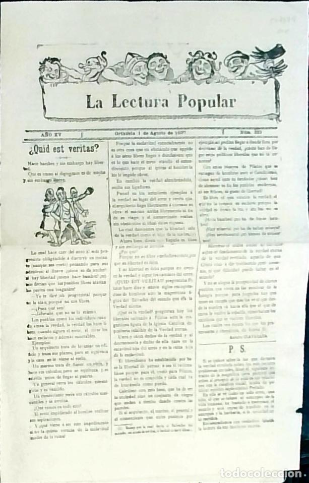 Libros: La Lectura Popular. A&ntilde;o XV. 1 de Agosto - Autores varios: