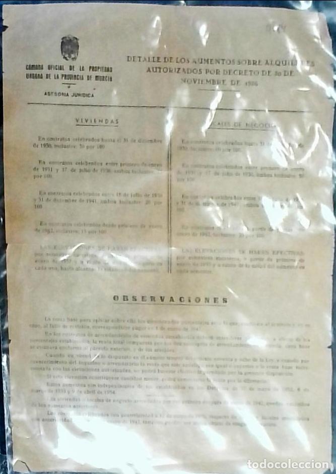 Libri di seconda mano: Detalle de los aumentos sobre alquileres autorizados por decreto de 30 de Noviembre de 1956 - FOLLET