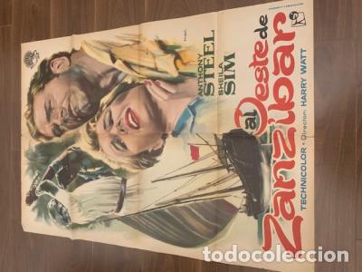 Libros: CARTEL CINE AL OESTE DE ZANZIBAR. ANTHONY STEEL. SHEILA SIM. 70X100 CM APROX. - MAC: