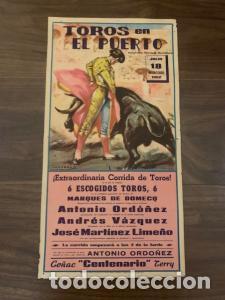 Livros em segunda m&atilde;o: CARTEL PROGRAMA DE CORRIDA DE TOROS ANTONIO ORDO&Ntilde;EZ. ANDRES VAZQUEZ. JOSE MARTINEZ LIME&Ntilde;O. 24X46 CM