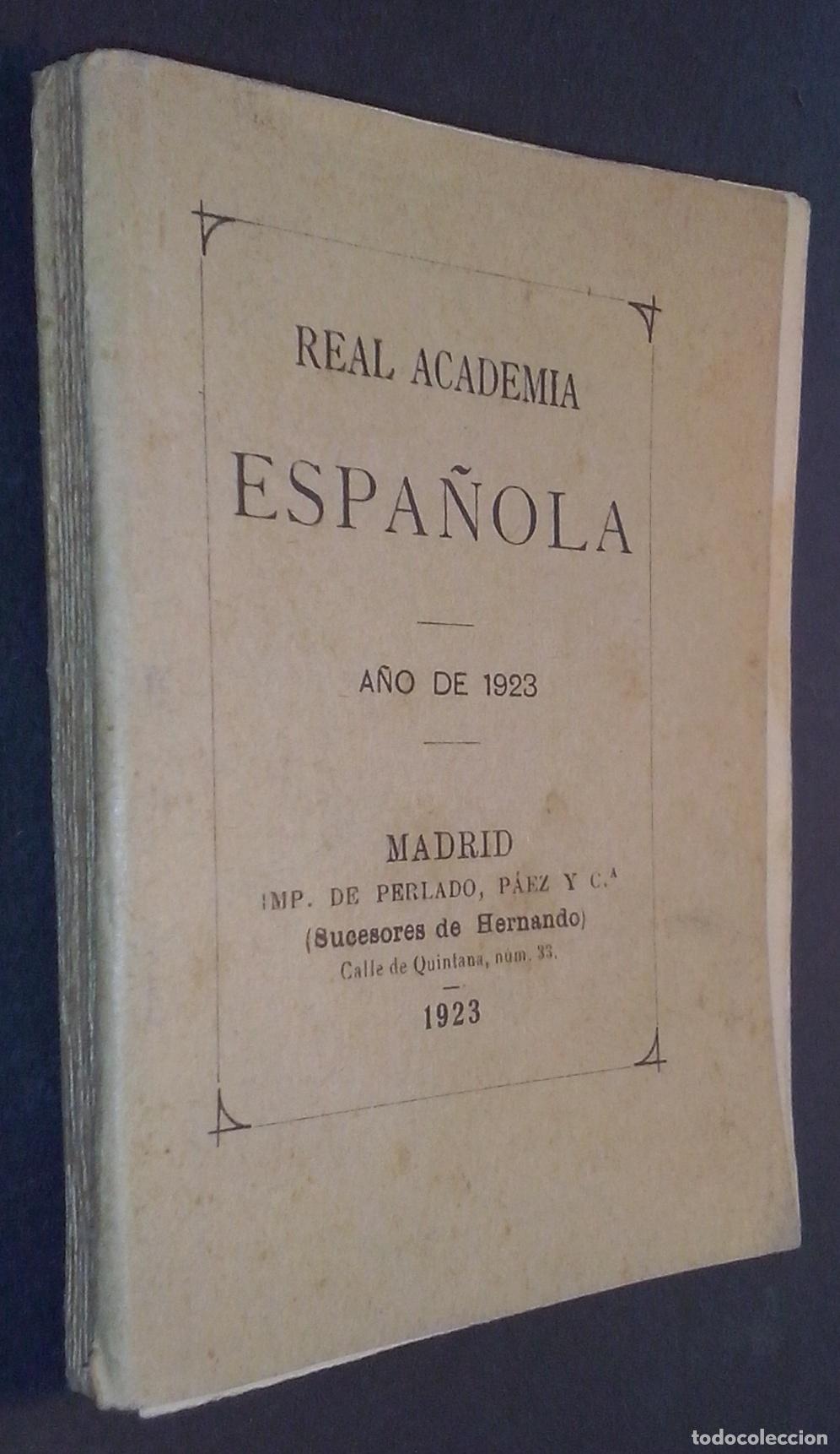 Libri di seconda mano: Real Academia Espa&ntilde;ola. A&ntilde;o de 1923 - ANUARIO: