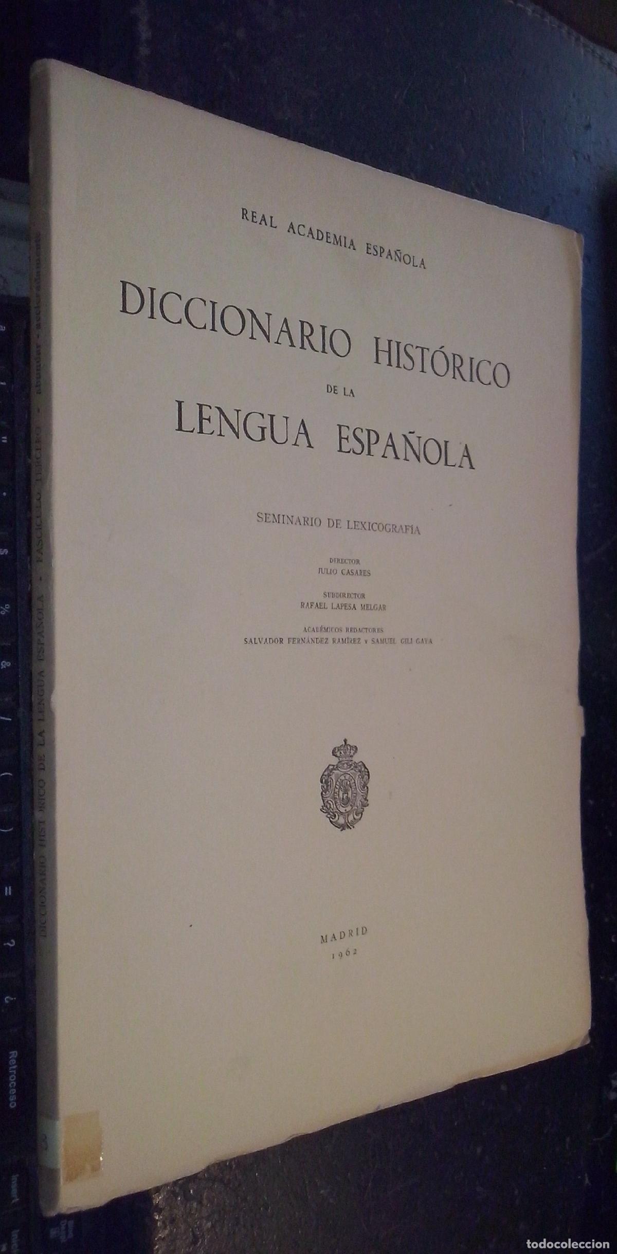 Libros: Diccionario hist&oacute;rico de la lengua espa&ntilde;ola. Seminario de Lexicograf&iacute;a. Fasc&iacute;culo tercero: abundar-a