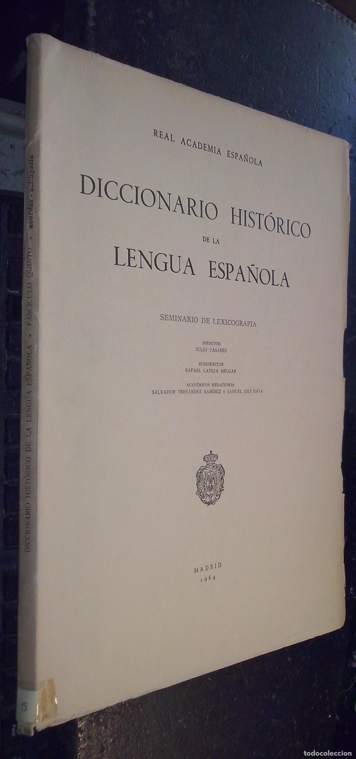 Libros: Diccionario hist&oacute;rico de la lengua espa&ntilde;ola. Seminario de Lexicograf&iacute;a. Fasc&iacute;culo quinto: acordar-ac