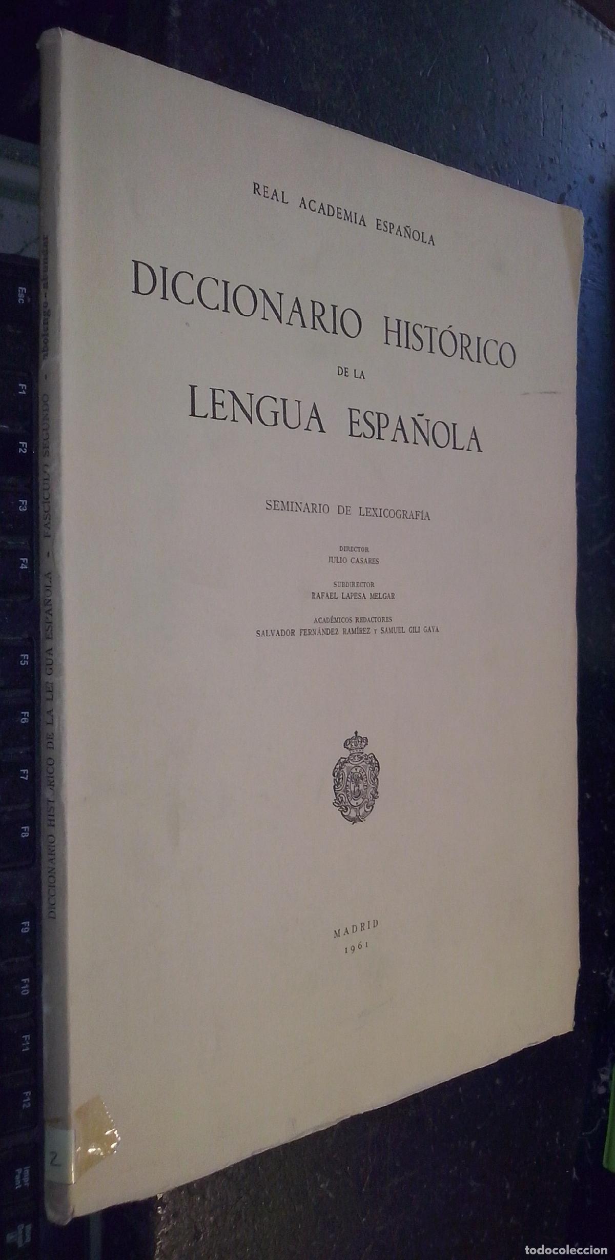 Libros: Diccionario hist&oacute;rico de la lengua espa&ntilde;ola. Seminario de Lexicograf&iacute;a. Fasc&iacute;culo segundo: abolengo-