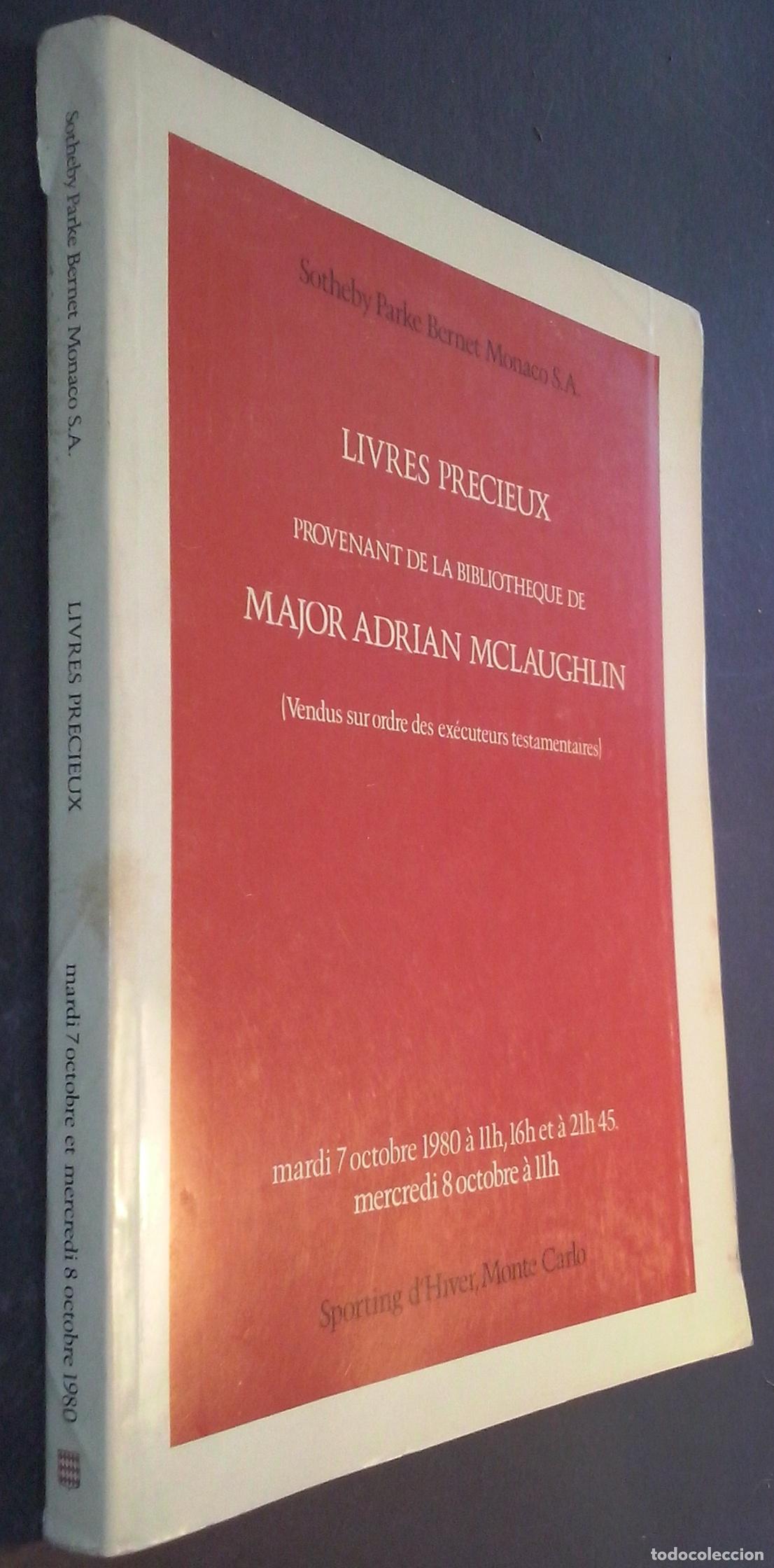 Libri di seconda mano: Livres precieux provenant de la bibliotheque de Major Adrian Mclaughlin - CAT&Aacute;LOGO: