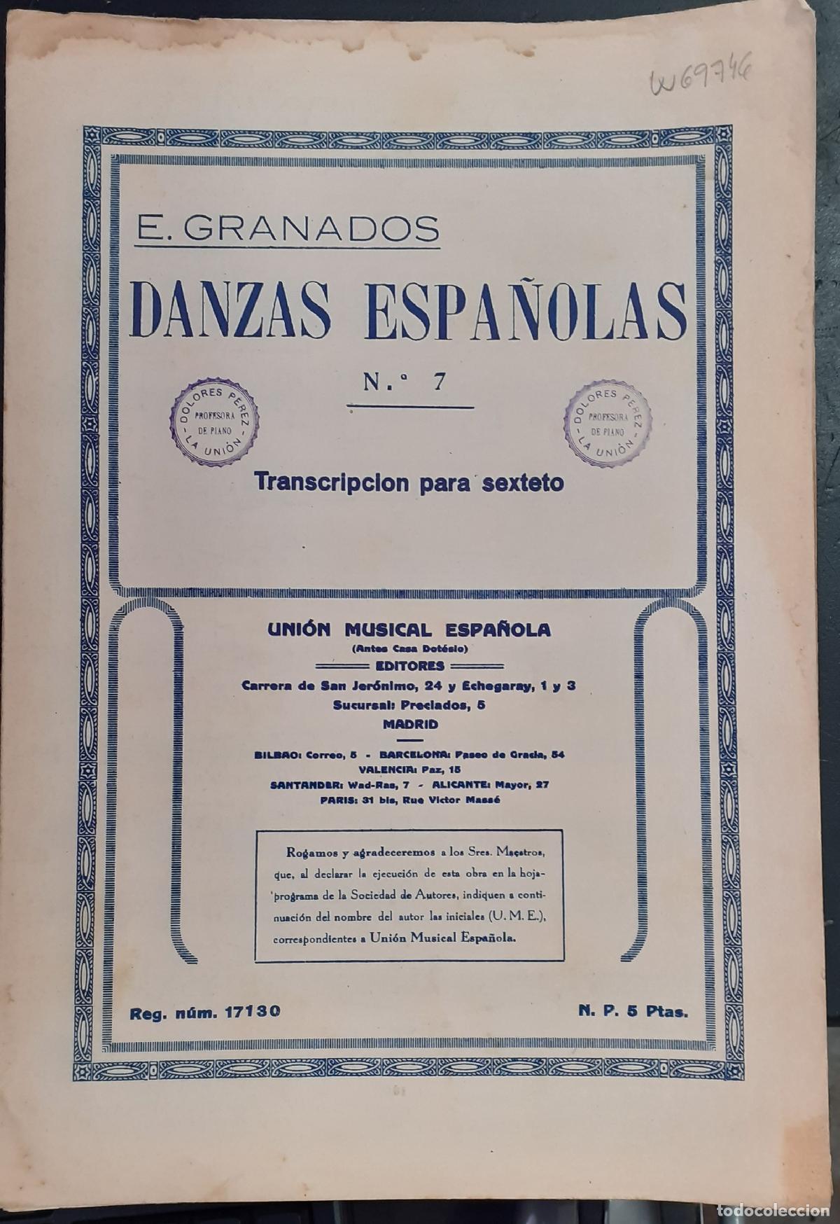 B&uuml;cher: Danzas espa&ntilde;olas, n&int;7 - PARTITURA MUSICAL - GRANADOS, E.: