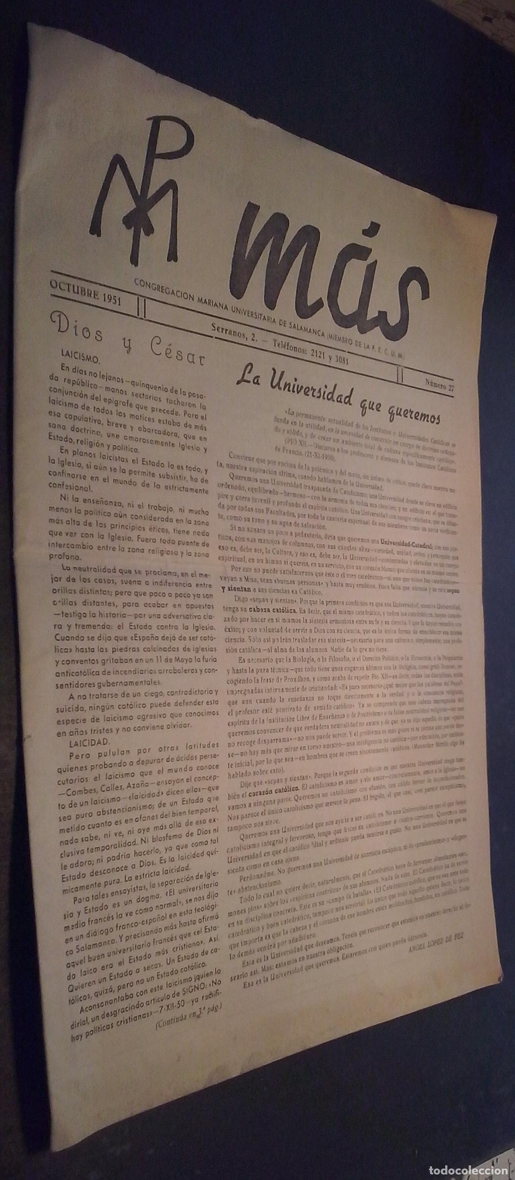 Livros em segunda m&atilde;o: M&aacute;s. Congregaci&oacute;n Mariana Universitaria de Salamanca. Octubre 1951. N&uacute;mero 27 - REVISTA: