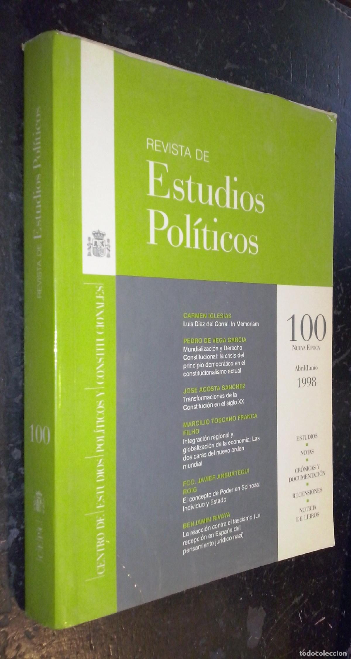 Libros: Revista de estudios pol&iacute;ticos. N&ordm; 100. Nueva &eacute;poca. Abril/Junio 1998 - REVISTA: