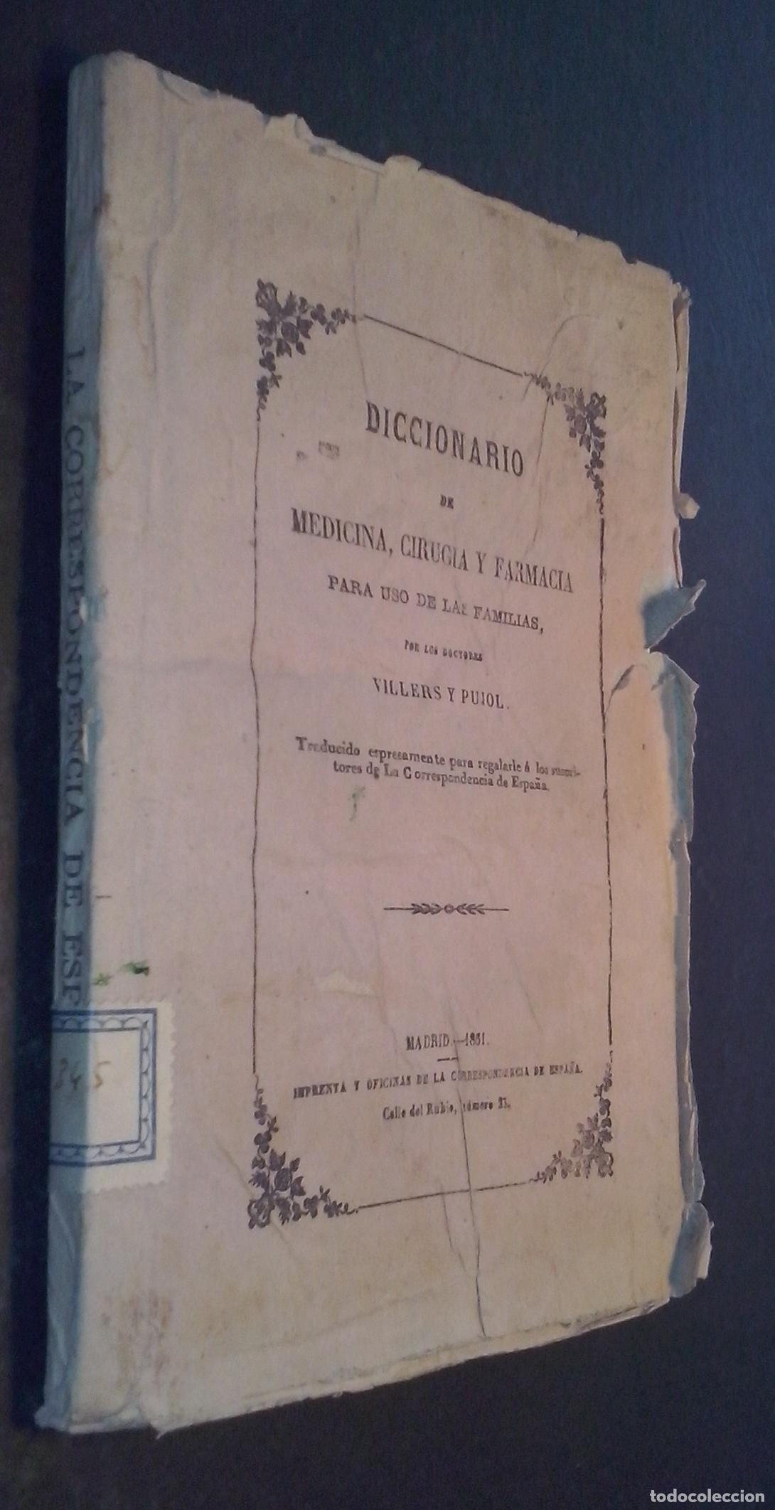 Libri di seconda mano: Diccionario de medicina, cirugia y farmacia para uso de las familias - VILLERS Y PUJOL: