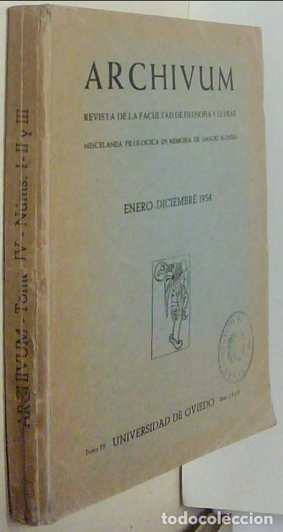 Libri di seconda mano: Miscel&aacute;nea filol&oacute;gica en memoria de Amado Alonso. Archivum. Revista de la Facultad de Filosof&iacute;a y le
