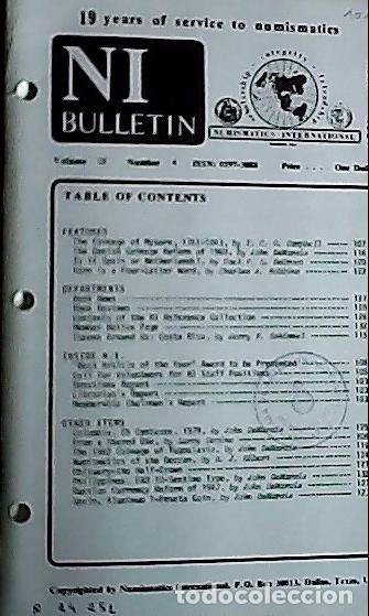 Libros: NI Bulletin. April 1984. Volume 18. Number 4 - AA.VV. - NUMISMATICS:
