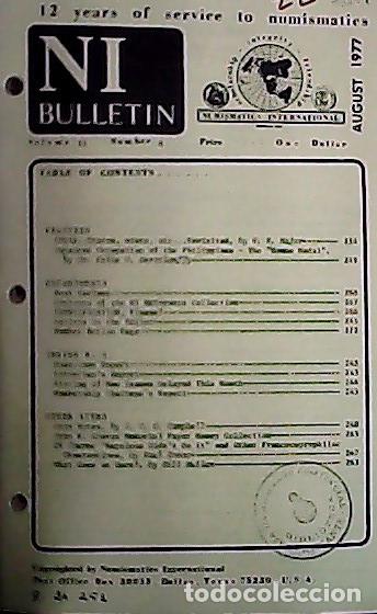 Libros: NI Bulletin. August 1977. Volume 11. Number 8 - AA.VV. - NUMISMATICS: