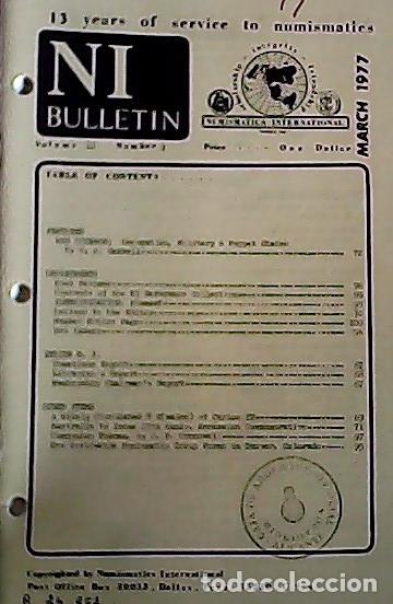 Libros: NI Bulletin. March 1977. Volume 11. Number 3 - AA.VV. - NUMISMATICS: