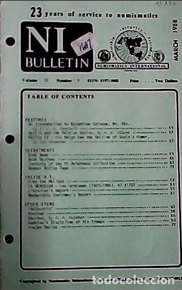 Libros: NI Bulletin. March 1988. Volume 22. Number 3 - AA.VV. - NUMISMATICS: