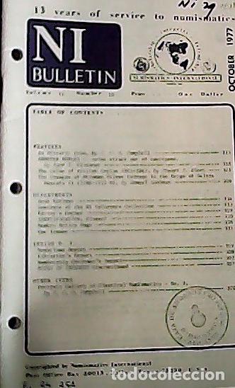 Libros: NI Bulletin. October 1977. Volume 11. Number 10 - AA.VV. - NUMISMATICS: