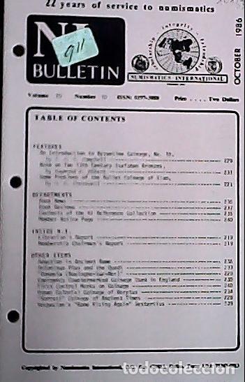 Libros: NI Bulletin. October 1986. Volume 20. Number 10 - AA.VV. - NUMISMATICS: