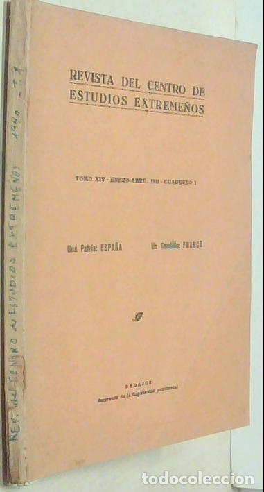B&uuml;cher: Revista del Centro de Estudios Extreme&ntilde;os. Tomo XIV. Enero-abril 1940. Cuaderno I - AA. VV.: