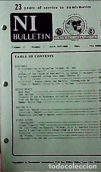 Libros: NI Bulletin. April 1988. Volume 22. Number 4 - AA.VV. - NUMISMATICS: