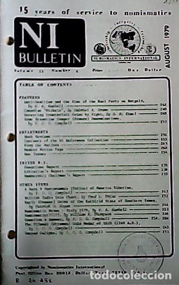 Libros: NI Bulletin. August 1979. Volume 13. Number 8 - AA.VV. - NUMISMATICS: