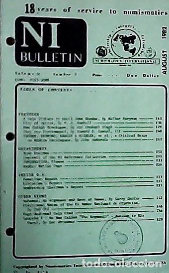Libros: NI Bulletin. August 1982. Volume 16. Number 8 - AA.VV. - NUMISMATICS: