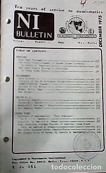Libros: NI Bulletin. December 1974. Volume 9. Number 12 - AA.VV. - NUMISMATICS: