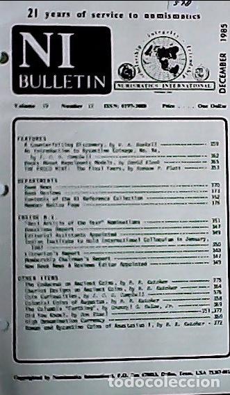 Libros: NI Bulletin. December 1985. Volume 19. Number 12 - AA.VV. - NUMISMATICS:
