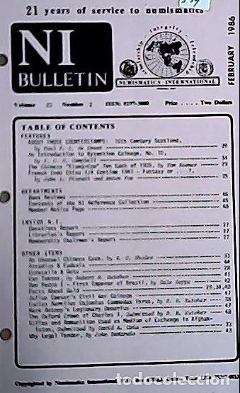 Libros: NI Bulletin. February 1986. Volume 20. Number 2 - AA.VV. - NUMISMATICS: